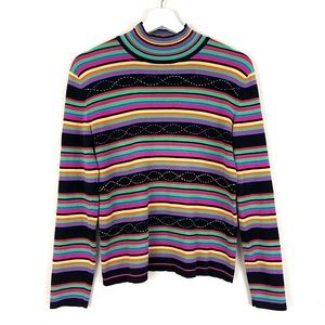 Vintage Napa Valley Mock Neck Stripe Sweater